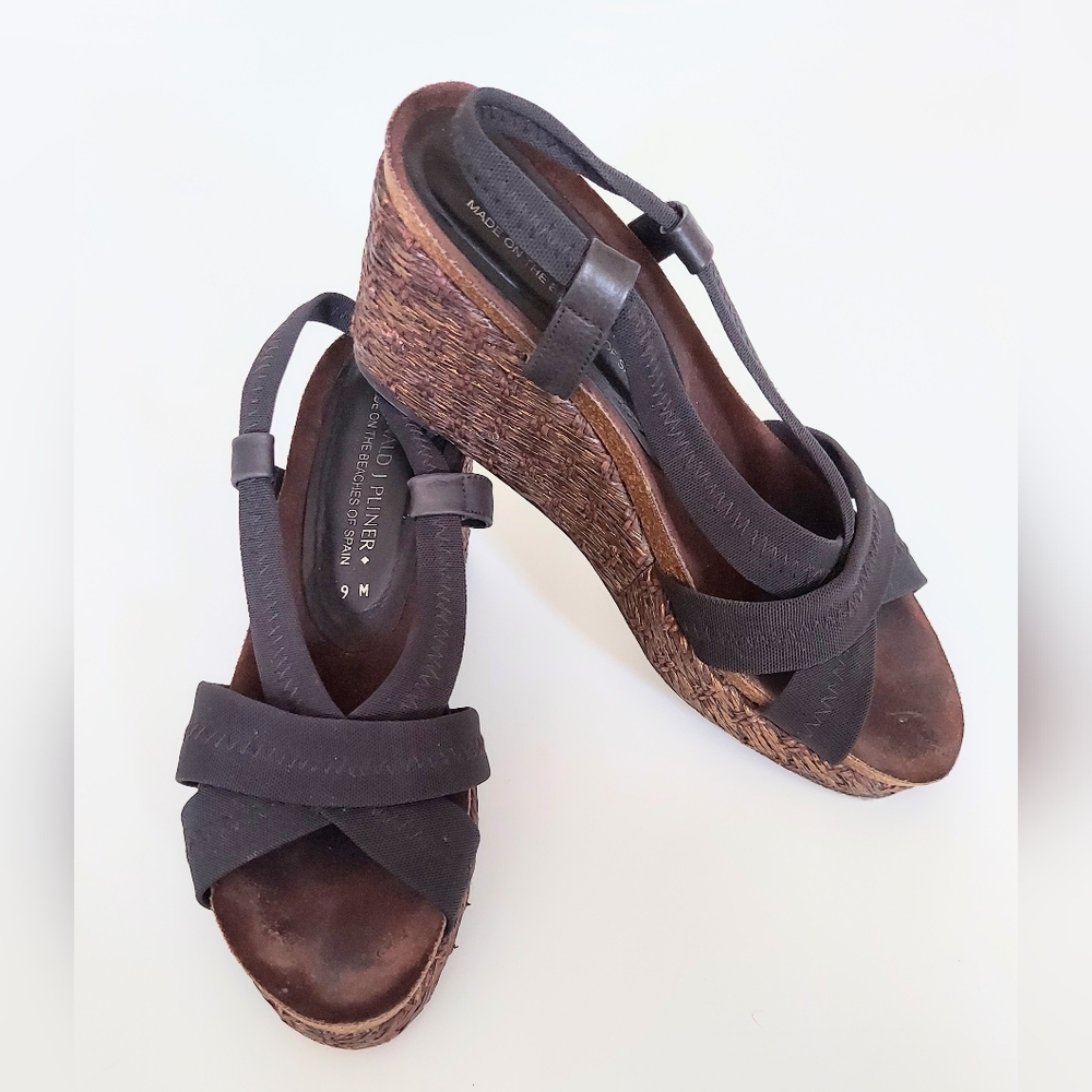 Donald J Pliner Feldie Black Platform Wedge Heel Sandals Size 9M